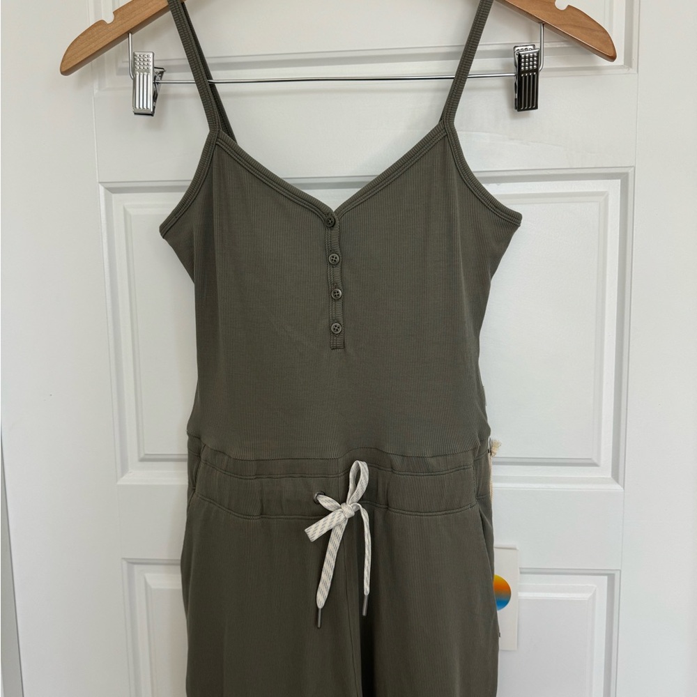 Vuori Pose Jumpsuit Wide Leg Henley Dark Metal Green Size XS - Picture 4 of 6